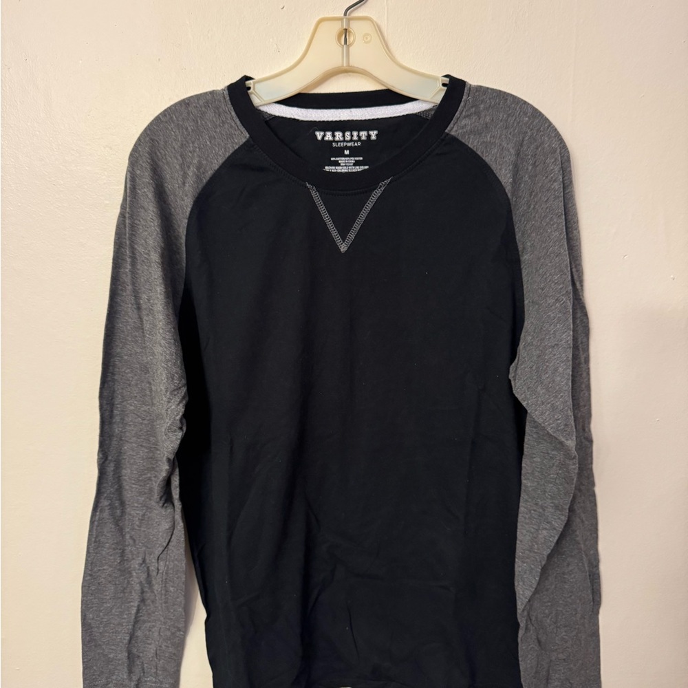 Varsity Two-Tone Black and Gray Long Sleeve Tee